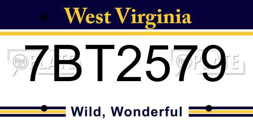 7BT2579 West Virginia License Plate