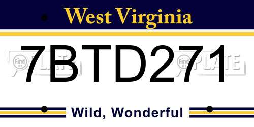 7BTD271 West Virginia License Plate