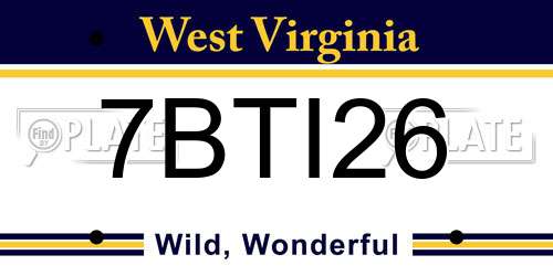 7BTI26 West Virginia License Plate