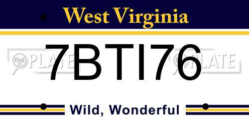 7BTI76 West Virginia License Plate
