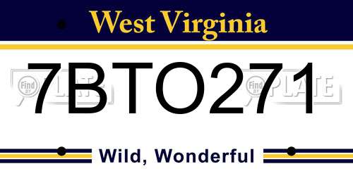 7BTO271 West Virginia License Plate