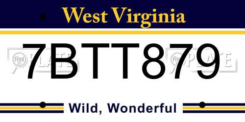 7BTT879 West Virginia License Plate