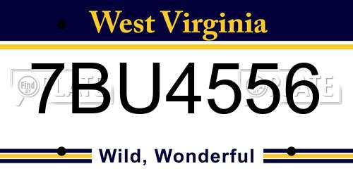7BU4556 West Virginia License Plate