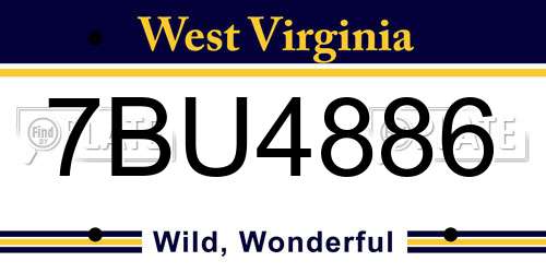 7BU4886 West Virginia License Plate