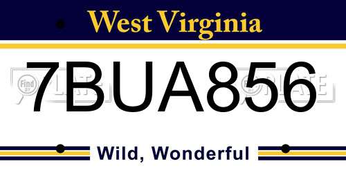 7BUA856 West Virginia License Plate