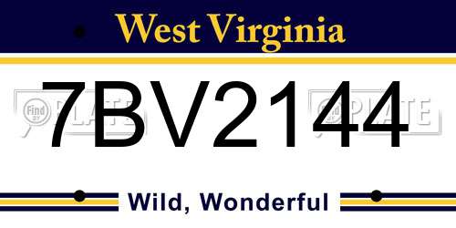 7BV2144 West Virginia License Plate