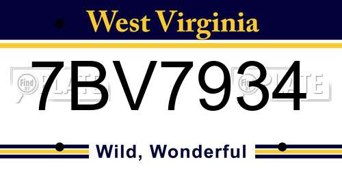 7BV7934 West Virginia License Plate