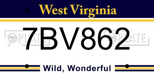 7BV862 West Virginia License Plate