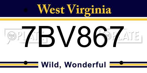 7BV867 West Virginia License Plate