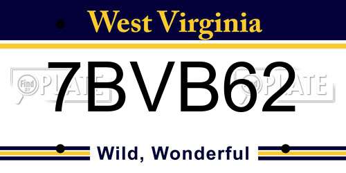 7BVB62 West Virginia License Plate