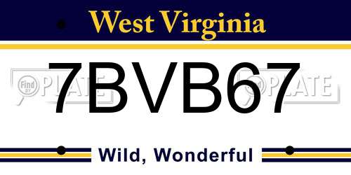 7BVB67 West Virginia License Plate