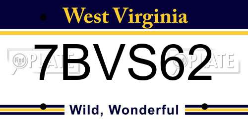 7BVS62 West Virginia License Plate