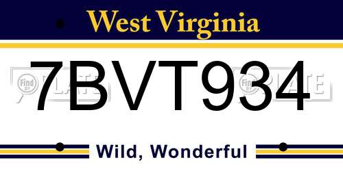 7BVT934 West Virginia License Plate