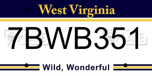 7BWB351 West Virginia License Plate