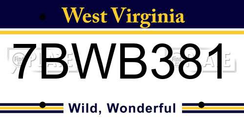 7BWB381 West Virginia License Plate