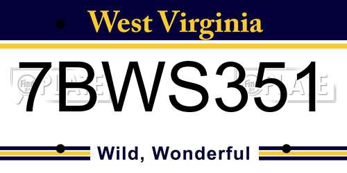 7BWS351 West Virginia License Plate