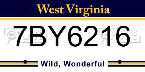 7BY6216 West Virginia License Plate