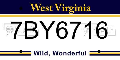 7BY6716 West Virginia License Plate