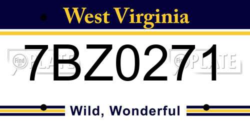 7BZ0271 West Virginia License Plate