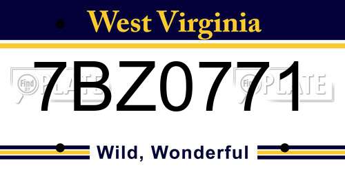 7BZ0771 West Virginia License Plate