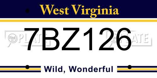 7BZ126 West Virginia License Plate