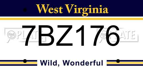 7BZ176 West Virginia License Plate