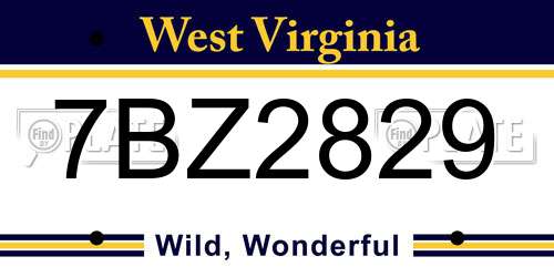 7BZ2829 West Virginia License Plate