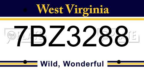 7BZ3288 West Virginia License Plate