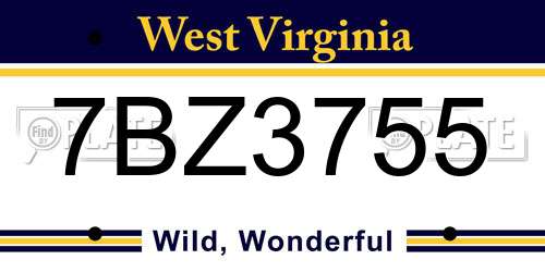 7BZ3755 West Virginia License Plate