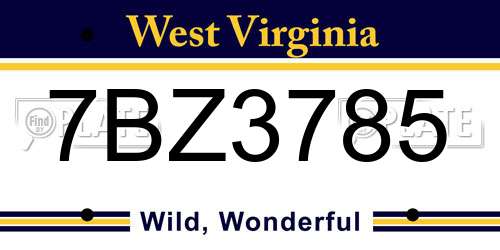 7BZ3785 West Virginia License Plate