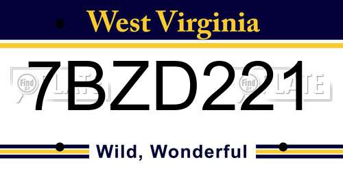 7BZD221 West Virginia License Plate