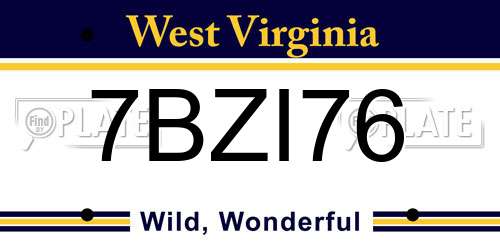 7BZI76 West Virginia License Plate
