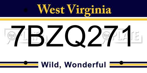 7BZQ271 West Virginia License Plate