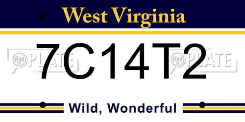 7C14T2 West Virginia License Plate