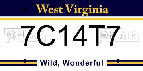 7C14T7 West Virginia License Plate