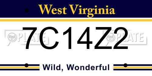 7C14Z2 West Virginia License Plate