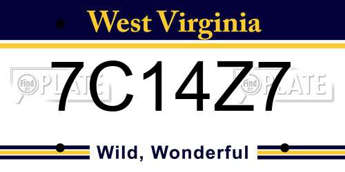 7C14Z7 West Virginia License Plate