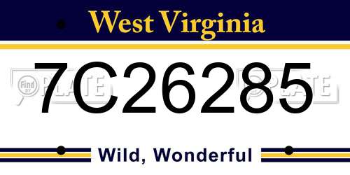 7C26285 West Virginia License Plate