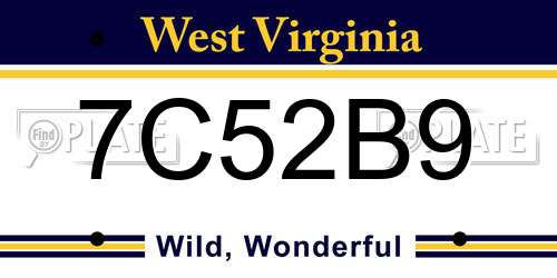 7C52B9 West Virginia License Plate