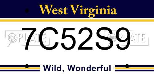 7C52S9 West Virginia License Plate