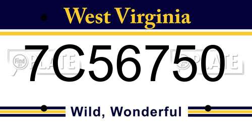 7C56750 West Virginia License Plate