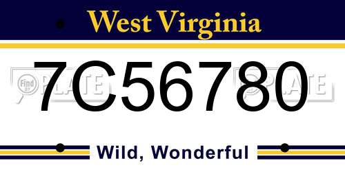 7C56780 West Virginia License Plate