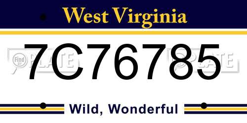 7C76785 West Virginia License Plate