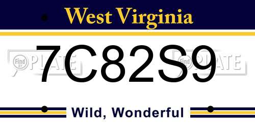 7C82S9 West Virginia License Plate