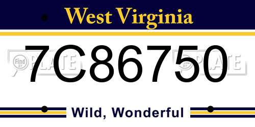 7C86750 West Virginia License Plate