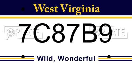 7C87B9 West Virginia License Plate