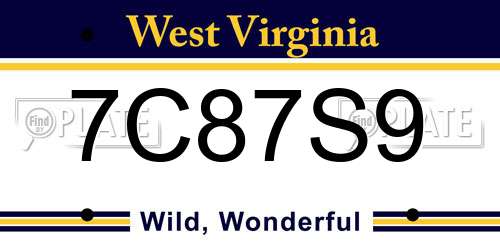 7C87S9 West Virginia License Plate