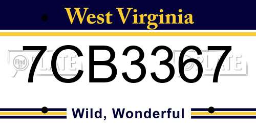 7CB3367 West Virginia License Plate