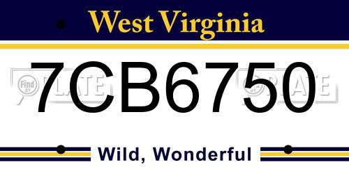 7CB6750 West Virginia License Plate