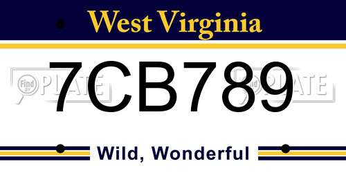 7CB789 West Virginia License Plate
